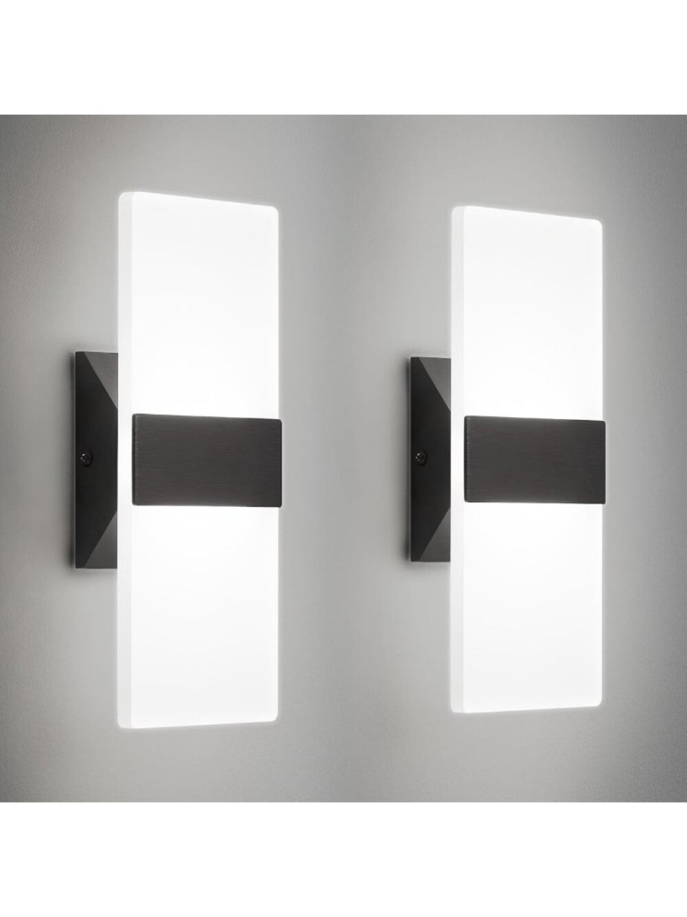 Dimmable Modern LED Wall Sconces - Adjustable 5CCT Indoor Lighting, 12" Black